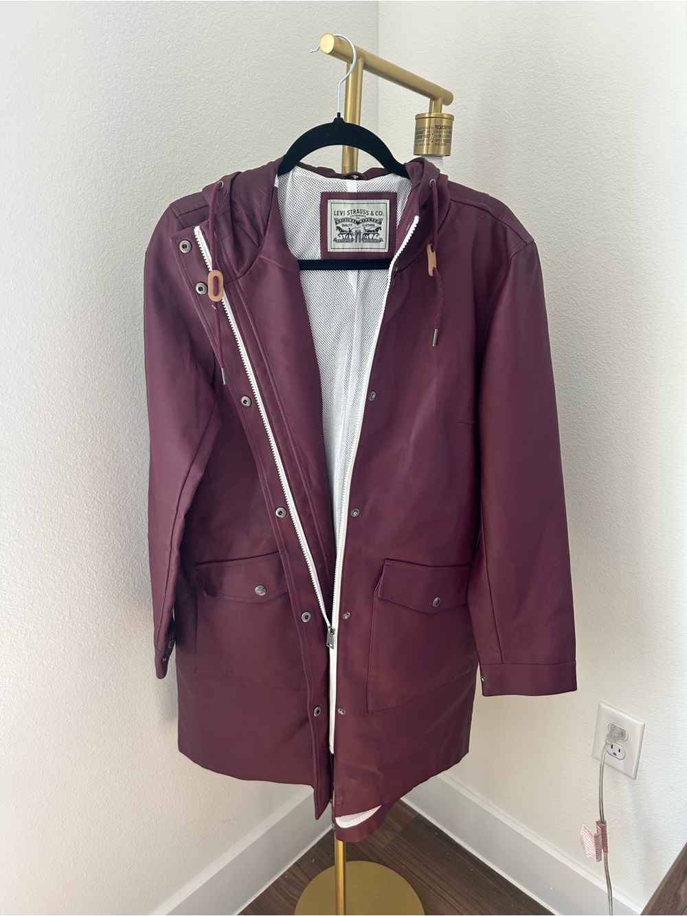 Levi's burgundy Hooded Raincoat Jacket